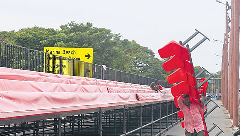 Preparations under way for the F4 race at Marina Beach Road 