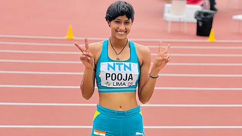 India's Pooja cleared a height of 1.83m of 1.83m to finish second in qualification round group B and ninth overall  