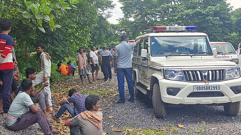 Remuna police at the abandoned house.