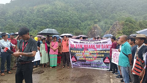 The protests were organised by All Adi Welfare Society, Siang Indigenous Farmers’ Forum and Banggo Students’ Union.