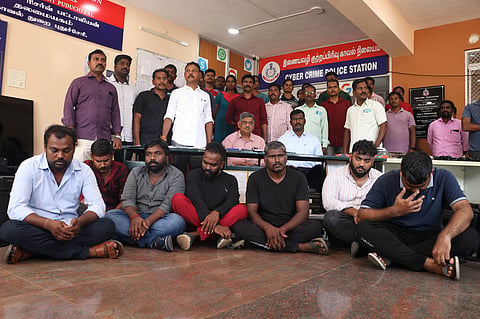 Puducherry Cyber crime police arrested seven people who ran seven call centers in India and two foreign countries and looted lakhs of money from people over the internet for the last 10 years and seized more than 60 computers and various documents.