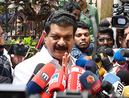MLA P V Anwar at a press conference in Thiruvananthapuram on Tuesday.