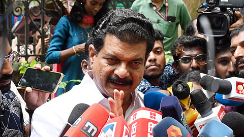 MLA P V Anwar at a press conference in  Thiruvananthapuram.