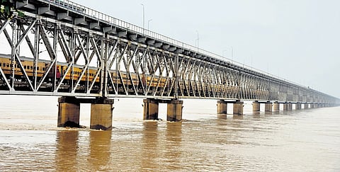 Godavari floodwater receding in Rajamahendravaram on Friday 