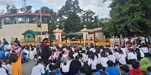 Holding placards and banners, thousands of students came out wearing their uniform despite schools in Manipur remaining closed. 