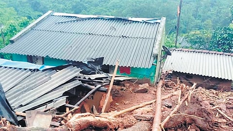 A house was damaged in the landslide  at Chatrapalli village in ASR district