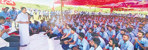 Workers staging protest at Samsung Electronics in Sriperumbudur
