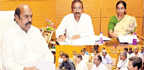 Minister of Public Works, Highways, and Minor Ports E V Velu chaired a meeting on Wednesday regarding the Thiruvanmiyur-Akkarai road work progress