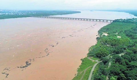 The second warning continues at Bhadrachalam as Godavari water levels continue to be above 48 feet on Wednesday