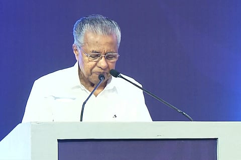 Kerala CM Pinarayi Vijayan speaking at the conclave of five non-BJP-ruled states organised by Kerala 