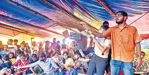 A sit-in demonstration of junior doctors
