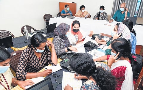 Officials working at the Nipah control cell in Malappuram