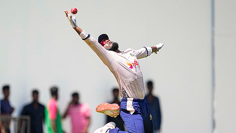 Bangladesh player Jaker Ali during a practice session ahead of the first Test against India, at MA Chidambaram Stadium in Chennai 