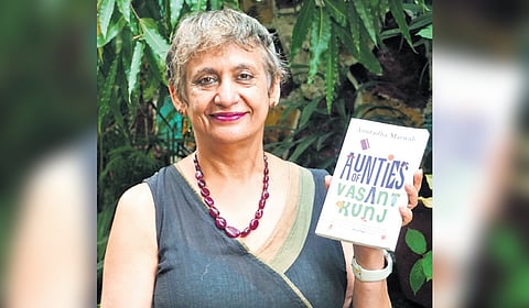 Anuradha Marwah with her book Aunties of Vasant Kunj
