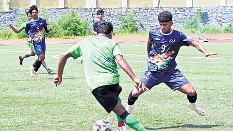 Scene from a Thiruvanthapuram Kombans practice match at GV Raja ground 