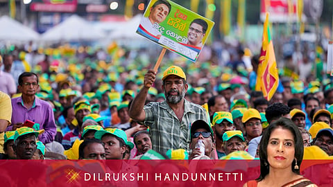 Supporters of presidential candidate of Samagi Jana Balawgaya and opposition leader Sajith Premadasa attend the final campaign rally ahead of the presidential election in Colombo, Sri Lanka.