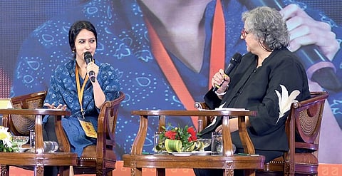 Performance poet Megha Rao with Kaveree Bamzai 