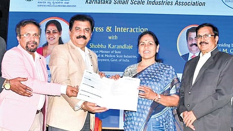 KASSIA members present a memorandum to MoS Shobha Karandlaje on Sunday