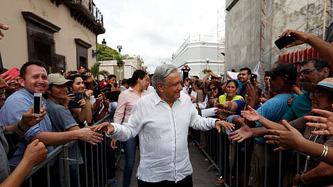 Mexican President-elect Andres Manuel Lopez Obrador greets supporters as he kicks off a nationwide tour after his election in Mazatlan, Mexico, Sept. 16, 2018. 