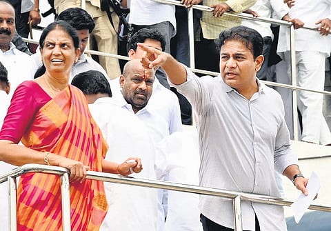 BRS working president KT Rama Rao during a visit to Fateh Nagar in Hyderabad