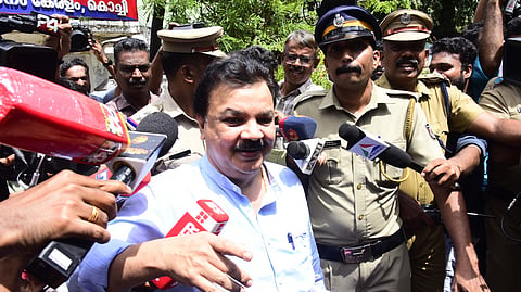Actor edavela Babu being taken for medical examination from the Coastal Police headquarters in Kochi after interrogation. 