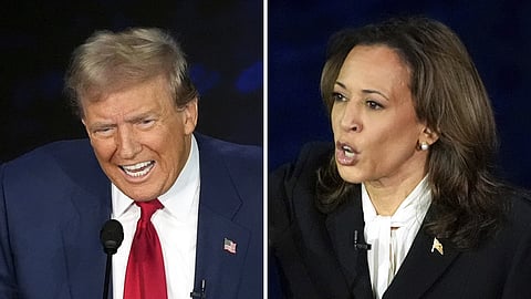 Donald Trump, left, and Kamala Harris.