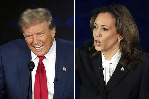 Donald Trump, left, and Kamala Harris.