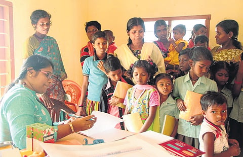 The medical camp organised under the leadership of paediatrician Lola Paulose 
at a tribal settlement inside Chinnar Wildlife Sanctuary in Idukki.