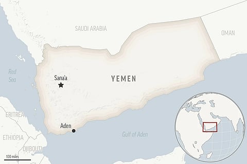 This is a locator map for Yemen with its capital, Sanaa.