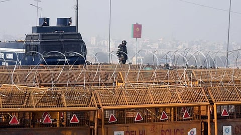 Roadblocks on National Highway 44 at the Singhu Border 