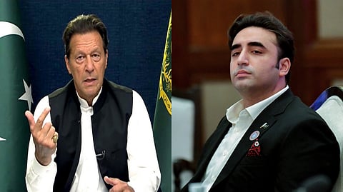 A collage of former Pakistan Prime Minister Imran Khan (L) and the country's former Foreign Minister Bilawal Bhutto Zardari.