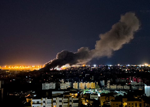 Smoke rises from an Israeli airstrike that hit the southern suburb of Beirut, Lebanon, Tuesday, Oct. 1, 2024. 