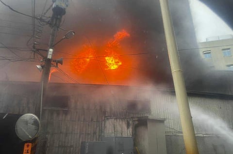 In this photo taken Oct. 3, 2024 and released by the Pingtung County Government, a fire breaks out at a hospital in Pingtung county in southern Taiwan. 