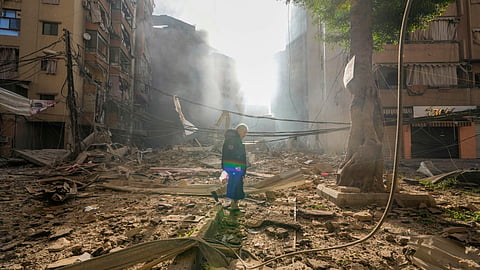 Smoke rises from the site of an Israeli airstrike in Dahiyeh, Beirut, Lebanon, Thursday, Oct. 3, 2024.