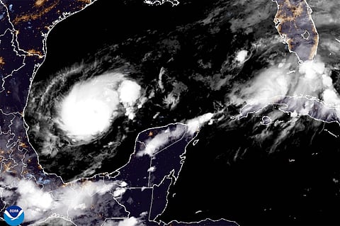 This satellite image from the National Oceanic and Atmospheric Administration taken at 11:36pm ET on Sunday, Oct. 6, 2024, shows Hurricane Milton.