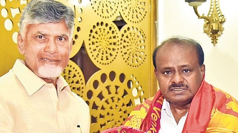 Chief Minister of Andhra Pradesh, Nara Chandrababu Naidu met Union Minister of Heavy Industries and Steel on Tuesday. Express 