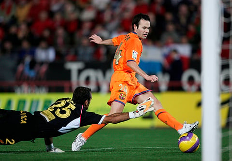 Andres Iniesta scoring a goal for Barcelona in La Liga (File photo | AP)