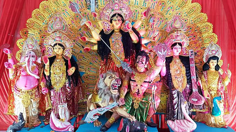 Durga Puja pandal in the city.