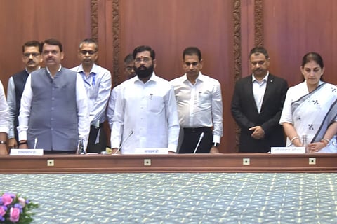 CM Eknath Shinde with his Cabinet colleagues