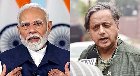 (L-R) A collage of Prime Minister Narendra Modi and Congress MP Shashi Tharoor.