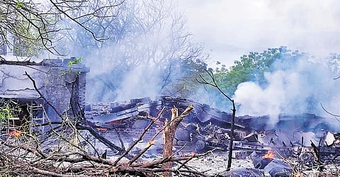 An explosion recently destroyed an illegal cracker unit near Sattur 