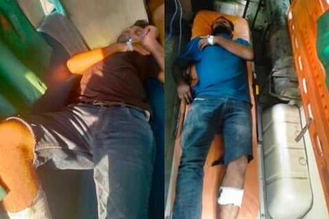 Ram Gopal Mishra murder accused Sarfaraz & Mohammad Talim at Nanpara  CHC after sustaining bullet injury during encounter with Bahraich police following an escape bid.