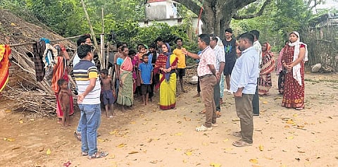 Officials advising residents of a village to shift to a safer place in Jagatsinghpur 