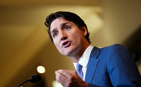 Prime Minister Justin Trudeau holds a press conference on Parliament Hill in Ottawa Thursday, Oct. 24, 2024.