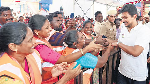 Deputy CM Udhayanidhi Stalin on Saturday expressing gratitude to sanitary workers and PHC workers who laboured tirelessly during the monsoon relief work