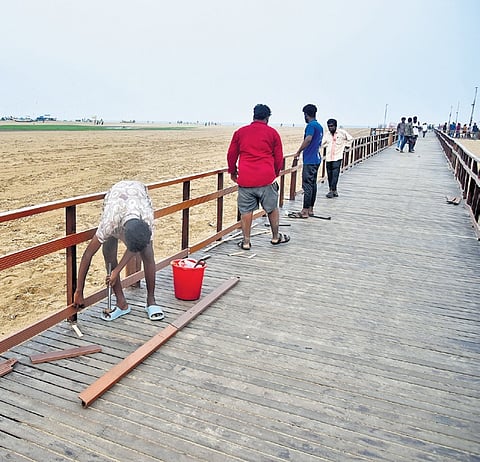 Restoration underway on the Marina ramp 