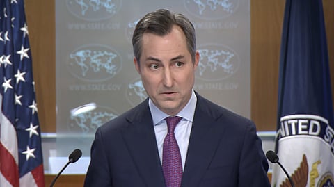 US State Department Spokesperson Matthew Miller addresses a department press briefing in Washington, Oct. 30, 2024.