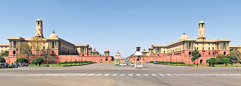 The North and South Blocks of the Union government's Secretariat at Vijay Chowk in New Delhi.