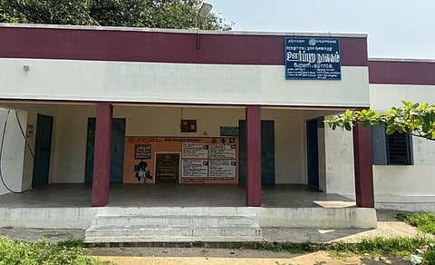  A view of a library functioning in a panchayat building in Perali village in Perambalur district.  
