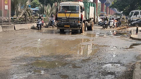 Water-logging on the busy Whitefield Main road near Garudachar. Image used for representational purposes only.